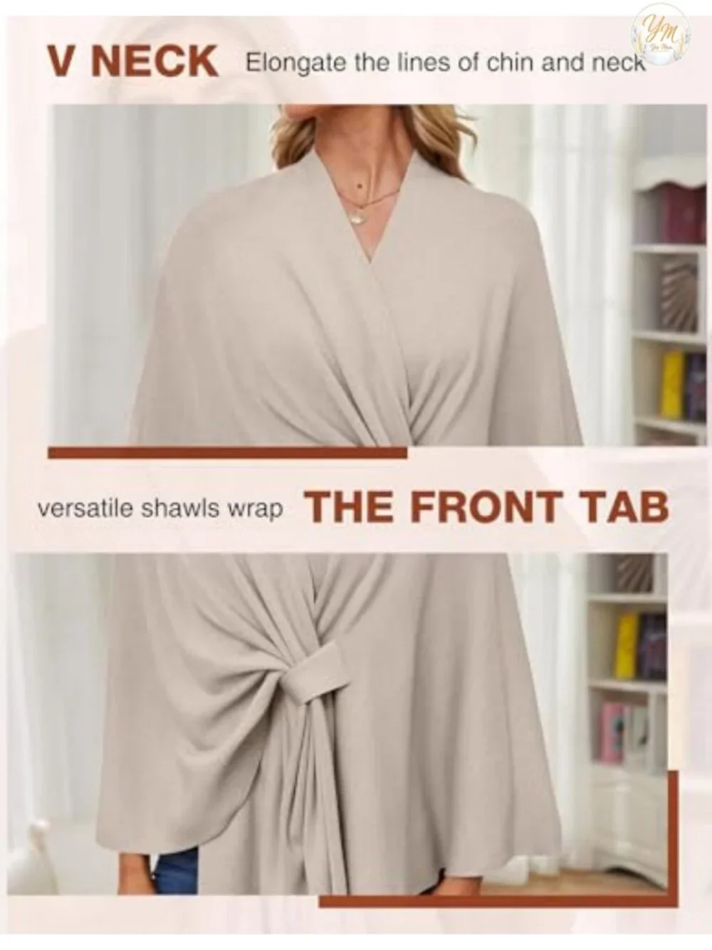 Women's Elegant Shawl Wrap Open Front Poncho Sweater | Soft Loop Tab Draped